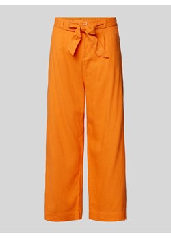Spodnie lniane z szeroką,skróconą nogawką ze sklepu Peek&Cloppenburg  w kategorii Spodnie damskie - zdjęcie 172537094