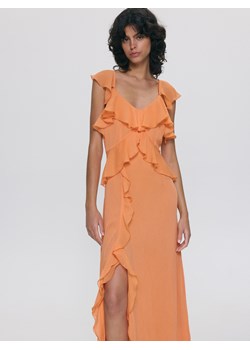 Reserved - Sukienka midi - pomarańczowy ze sklepu Reserved w kategorii Sukienki - zdjęcie 172539520