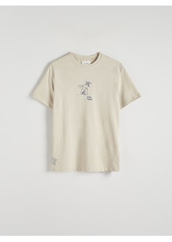 Reserved - T-shirt regular z nadrukiem - beżowy ze sklepu Reserved w kategorii T-shirty męskie - zdjęcie 172539622