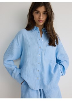 Reserved - Koszula z bawełnianego muślinu - jasnoniebieski ze sklepu Reserved w kategorii Koszule damskie - zdjęcie 172539650