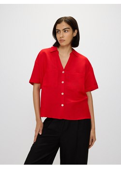 Reserved - Koszula z dodatkiem lnu - czerwony ze sklepu Reserved w kategorii Koszule damskie - zdjęcie 172539660