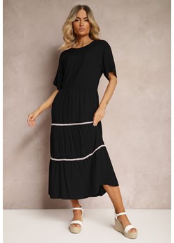 Czarna Sukienka z Bawełny z Krótkim Rękawem Marolla ze sklepu Renee odzież w kategorii Sukienki - zdjęcie 172539994