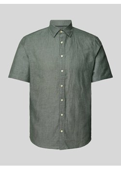 Koszula lniana o kroju slim fit z kołnierzykiem typu kent ze sklepu Peek&Cloppenburg  w kategorii Koszule męskie - zdjęcie 172540553