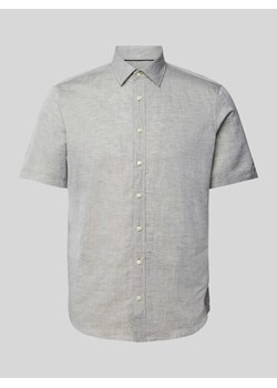 Koszula lniana o kroju slim fit z kołnierzykiem typu kent ze sklepu Peek&Cloppenburg  w kategorii Koszule męskie - zdjęcie 172540572