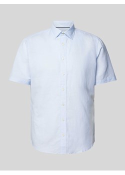 Koszula lniana o kroju slim fit z kołnierzykiem typu kent ze sklepu Peek&Cloppenburg  w kategorii Koszule męskie - zdjęcie 172540580