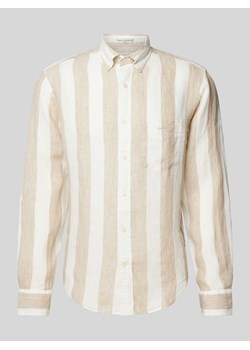 Koszula lniana o kroju regular fit ze wzorem w blokowe pasy ze sklepu Peek&Cloppenburg  w kategorii Koszule męskie - zdjęcie 172540661