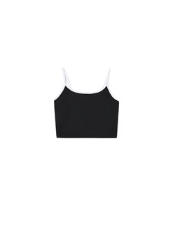 Cropp - Czarny top z białymi ramiączkami - czarny ze sklepu Cropp w kategorii Bluzki damskie - zdjęcie 172541254