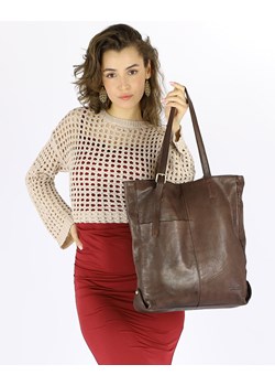 Miękka torba typu shopper z kieszeniami MARCO MAZZINI - ciemny brąz ze sklepu Verostilo w kategorii Torby Shopper bag - zdjęcie 172543914