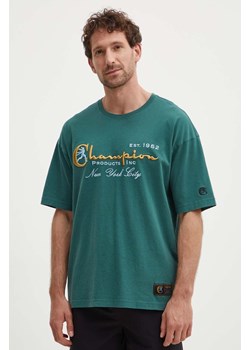 Champion t-shirt bawełniany męski kolor zielony z aplikacją 219998 ze sklepu ANSWEAR.com w kategorii T-shirty męskie - zdjęcie 172544313