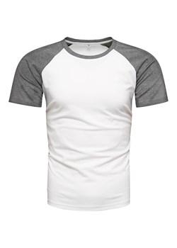 Koszulka męska t-shirt biało-grafitowy Recea ze sklepu Recea.pl w kategorii T-shirty męskie - zdjęcie 172544582
