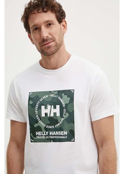 Helly Hansen t-shirt bawełniany kolor biały wzorzysty ze sklepu ANSWEAR.com w kategorii T-shirty męskie - zdjęcie 172544703