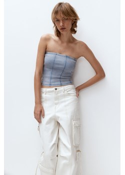 H & M - Prążkowany top bandeau z płaskimi szwami - Niebieski ze sklepu H&M w kategorii Bluzki damskie - zdjęcie 172547750