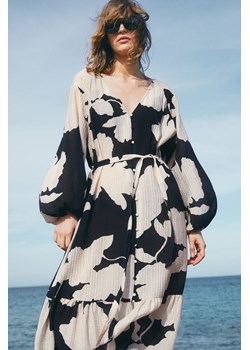 H & M - Sukienka z krepy z wiązanym paskiem - Czarny ze sklepu H&M w kategorii Sukienki - zdjęcie 172547813