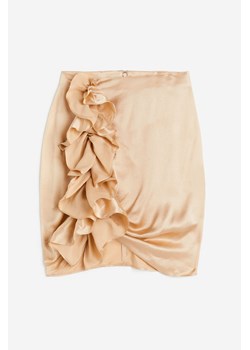 H & M - Drapowana spódnica z falbaną - Beżowy ze sklepu H&M w kategorii Spódnice - zdjęcie 172547824