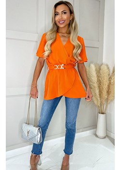 Bluzka damska pomarańczowa z ozdobnym paskiem TA578, Kolor pomarańczowy, Rozmiar L, AX Paris ze sklepu Primodo w kategorii Bluzki damskie - zdjęcie 172548761