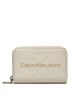 Calvin Klein Jeans Mały Portfel Damski Zip Around Mono K60K612255 Écru ze sklepu MODIVO w kategorii Portfele damskie - zdjęcie 172550082
