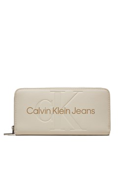 Duży Portfel Damski Calvin Klein Jeans K60K607634 Écru ze sklepu eobuwie.pl w kategorii Portfele damskie - zdjęcie 172550862
