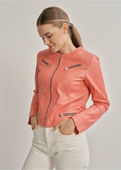 Różowa skórzana kurtka damska z suwakami ze sklepu OCHNIK w kategorii Kurtki damskie - zdjęcie 172551482