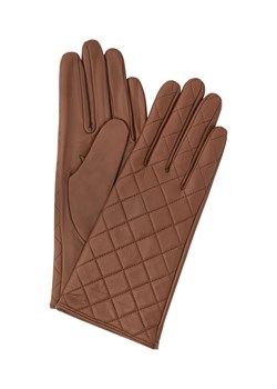 Skórzane brązowe rękawiczki damskie ze sklepu OCHNIK w kategorii Rękawiczki damskie - zdjęcie 172552252