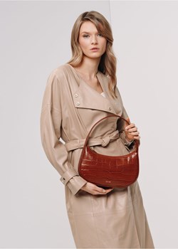 Brązowa skórzana torebka hobo damska ze sklepu OCHNIK w kategorii Torebki hobo - zdjęcie 172552494