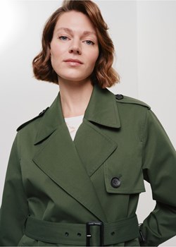 Zielony płaszcz damski z paskiem ze sklepu OCHNIK w kategorii Płaszcze damskie - zdjęcie 172552502