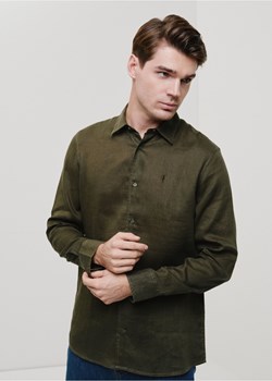 Ciemnozielona lniana koszula męska ze sklepu OCHNIK w kategorii Koszule męskie - zdjęcie 172553644