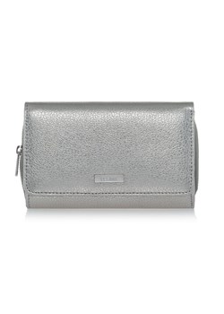 Srebrny skórzany portfel damski ze sklepu OCHNIK w kategorii Portfele damskie - zdjęcie 172554773