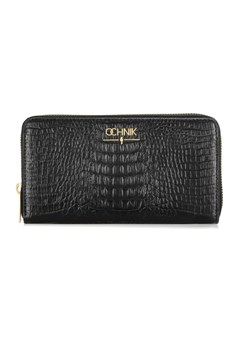 Duży czarny skórzany portfel damski croco ze sklepu OCHNIK w kategorii Portfele damskie - zdjęcie 172556180