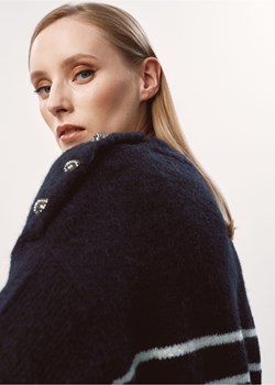 Granatowy sweter damski w paski ze sklepu OCHNIK w kategorii Swetry damskie - zdjęcie 172559271