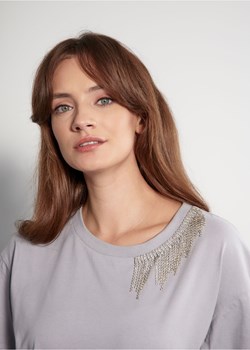 Szara bluzka damska z cyrkoniami ze sklepu OCHNIK w kategorii Bluzki damskie - zdjęcie 172559841