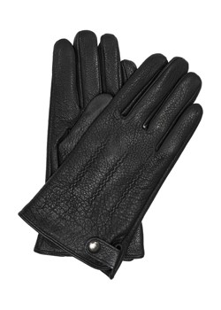Czarne ocieplane skórzane rękawiczki męskie ze sklepu OCHNIK w kategorii Rękawiczki męskie - zdjęcie 172560532