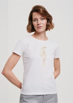 T-shirt damski kremowy z wilgą ze sklepu OCHNIK w kategorii Bluzki damskie - zdjęcie 172561383