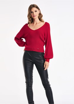 Różowy sweter dekolt V damski ze sklepu OCHNIK w kategorii Swetry damskie - zdjęcie 172561441