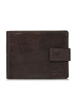 Skórzany zapinany brązowy portfel męski ze sklepu OCHNIK w kategorii Portfele męskie - zdjęcie 172562581