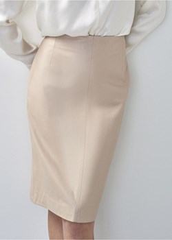Beżowa spódnica ze skóry naturalnej ze sklepu OCHNIK w kategorii Spódnice - zdjęcie 172563334