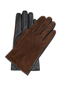 Brązowe ocieplane skórzane rękawiczki męskie ze sklepu OCHNIK w kategorii Rękawiczki męskie - zdjęcie 172563820