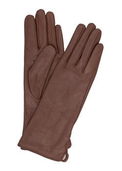 Długie brązowe skórzane rękawiczki damskie ze sklepu OCHNIK w kategorii Rękawiczki damskie - zdjęcie 172564442