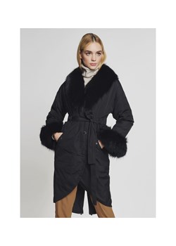 Długa zimowa kurtka damska z paskiem ze sklepu OCHNIK w kategorii Płaszcze damskie - zdjęcie 172564651