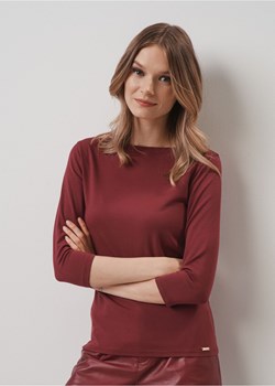 Bordowa bluzka basic damska ze sklepu OCHNIK w kategorii Bluzki damskie - zdjęcie 172565412