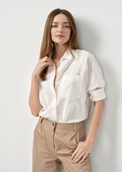 Kremowa koszula damska z lnu ze sklepu OCHNIK w kategorii Koszule damskie - zdjęcie 172566350