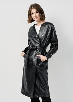 Czarny długi skórzany płaszcz damski ze sklepu OCHNIK w kategorii Kurtki damskie - zdjęcie 172566542