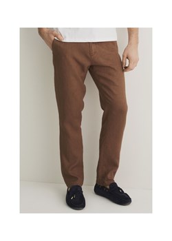 Brązowe lniane spodnie męskie ze sklepu OCHNIK w kategorii Spodnie męskie - zdjęcie 172566660