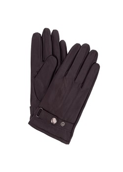 Skórzane ciemnobrązowe rękawiczki męskie ze sklepu OCHNIK w kategorii Rękawiczki męskie - zdjęcie 172566733