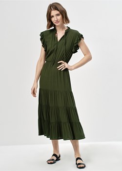 Długa zielona sukienka z wiązaniem ze sklepu OCHNIK w kategorii Sukienki - zdjęcie 172567391