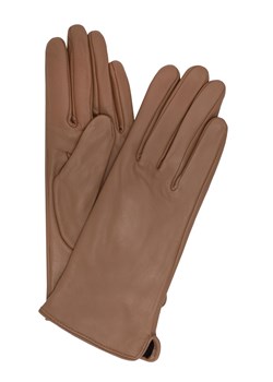Skórzane beżowe rękawiczki damskie ze sklepu OCHNIK w kategorii Rękawiczki damskie - zdjęcie 172567740