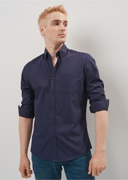 Granatowa koszula męska w groszki ze sklepu OCHNIK w kategorii Koszule męskie - zdjęcie 172568281