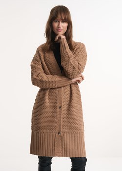 Beżowy długi kardigan damski ze sklepu OCHNIK w kategorii Swetry damskie - zdjęcie 172568563