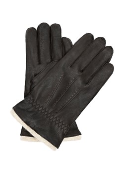 Brązowe ocieplane skórzane rękawiczki męskie ze sklepu OCHNIK w kategorii Rękawiczki męskie - zdjęcie 172569020