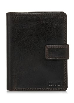Brązowy lakierowany skórzany portfel męski ze sklepu OCHNIK w kategorii Portfele męskie - zdjęcie 172569261