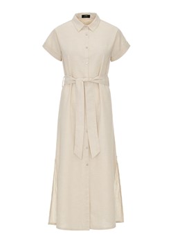 Beżowa sukienka maxi z lnu ze sklepu OCHNIK w kategorii Sukienki - zdjęcie 172569401